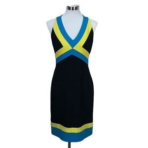 Muse ColorBlock size 8 fitted knee length dress